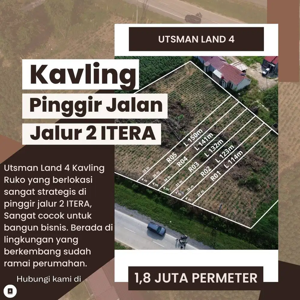 KAVLING RUKO ITERA DEPAN PERUMAHAN POLDA DP MURAH BISA DICICIL