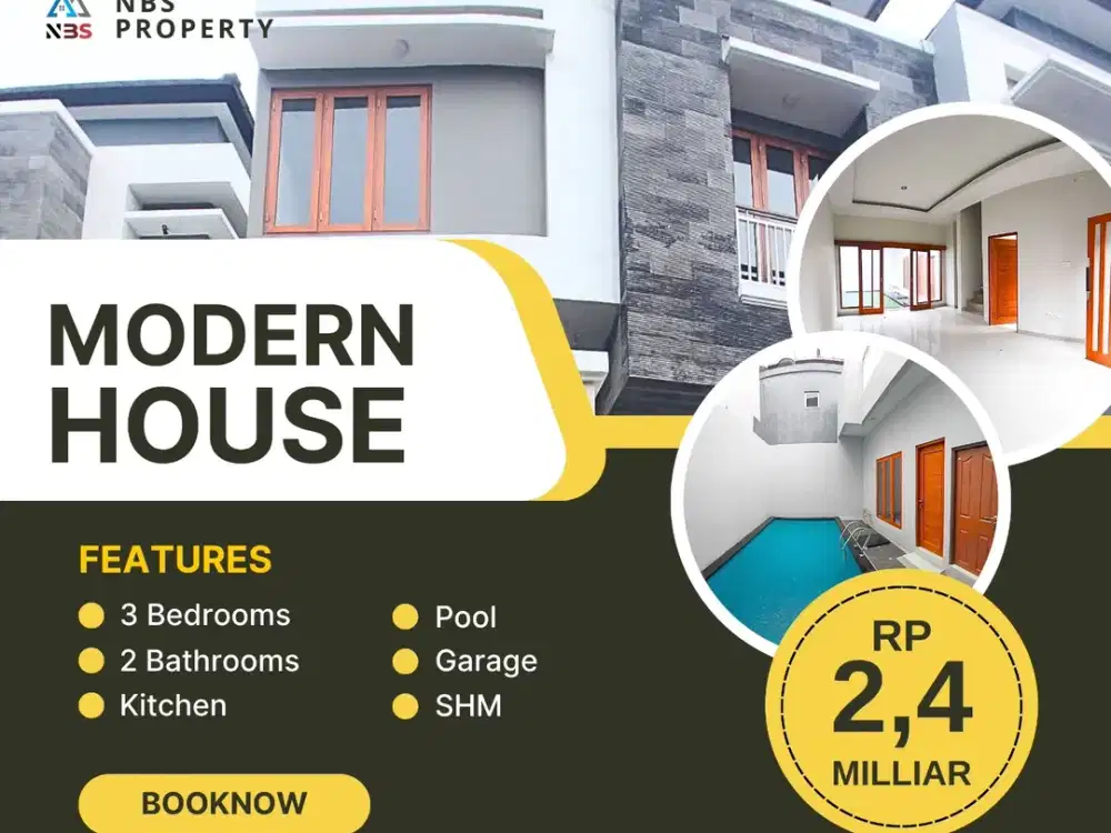 FOR SALE SEMI VILLA HOUSE WITH BALCONY AND SWIMMING POOL AT DENPASAR TIMUR