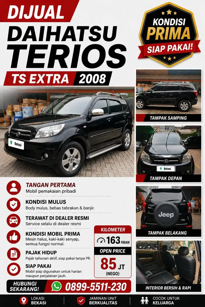 DIJUAL - TERIOS TS EXTRA 2008 HITAM – TANGAN PERTAMA, SIAP PAKAI