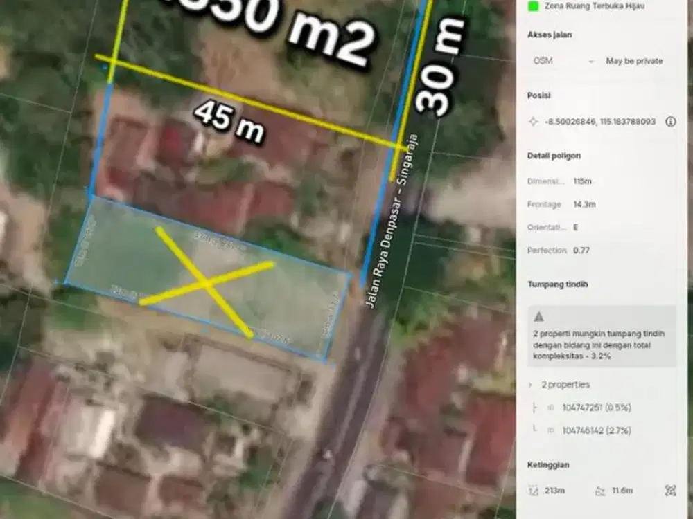 Tanah 13,5 Are Disewakan, di Denpasar-Singaraja, Mengwi