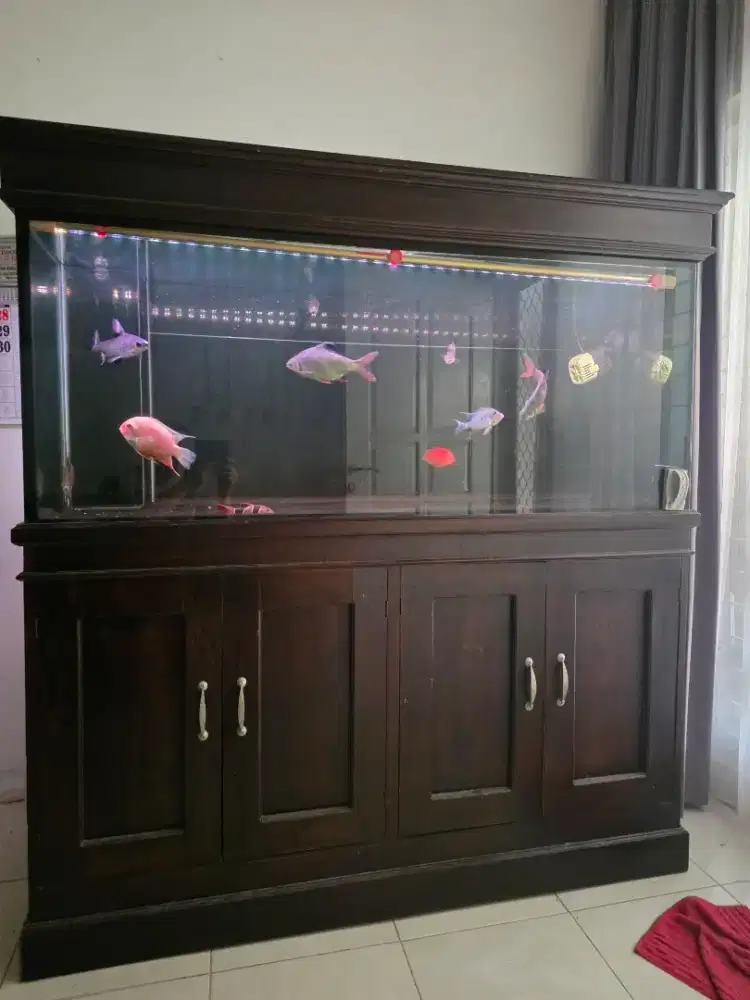 Aquarium meja kayu filter bawah