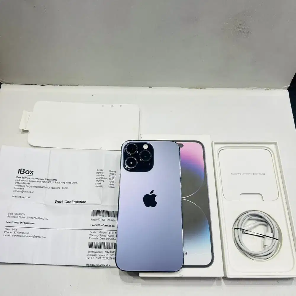 iphone 14 promax 256gb resmi ibox fullset original box original bh 88