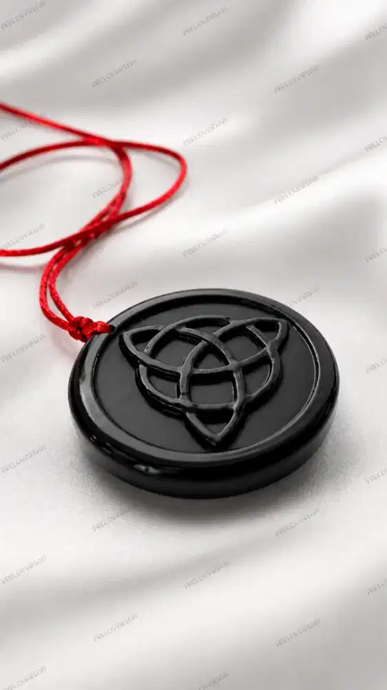Charmed Black Jade Triquetra Pendant Hand Carved Mystic Talisman