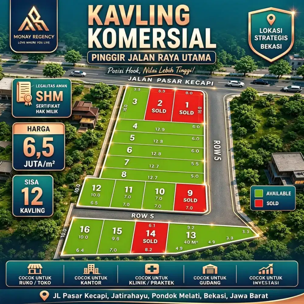 TANAH KAVLING KOMERSIAL PINGGIR JALAN RAYA KECAPI JATIRAHAYU BEKASI