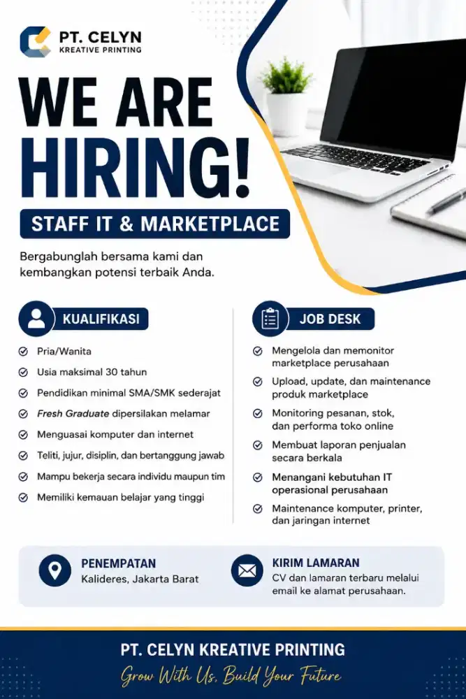 LOWONGAN KERJA STAFF IT & MARKETPLACE