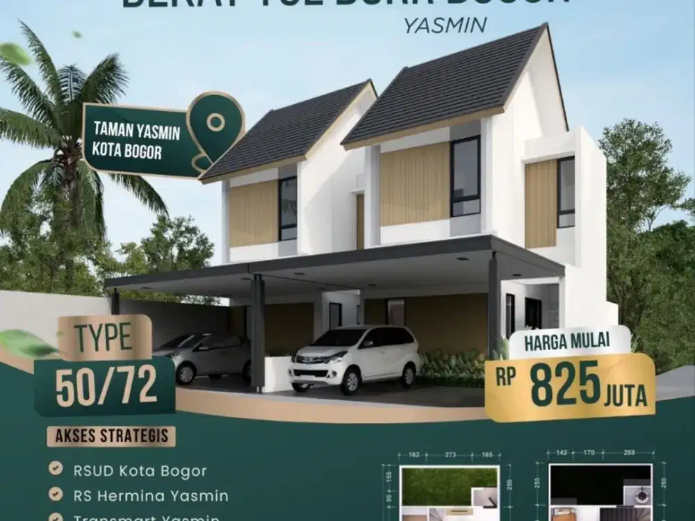 Jual Rumah Baru 2 Lantai di Yasmin Bogor Strategis Dekat Tol dan KRL