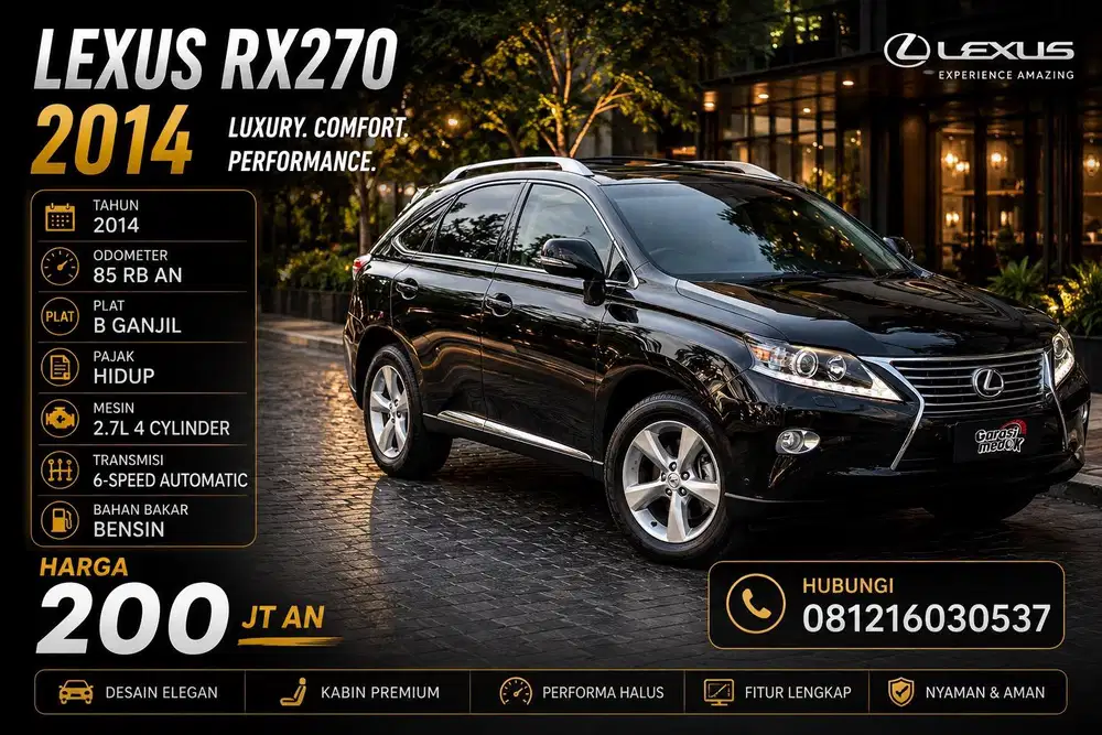 Lexus RX270 RX 270 2014 Antik Low KM Murah Bekas Hitam Ganjil Garansi
