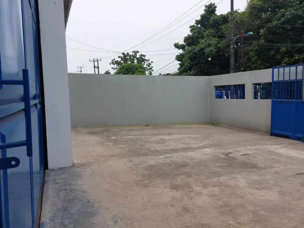 Gudang ukr bgn 12x24m, dinding 7,5m, lantai beton, loading area 12x8m, akses pangkalan 2 dan pintu tol burangkeng