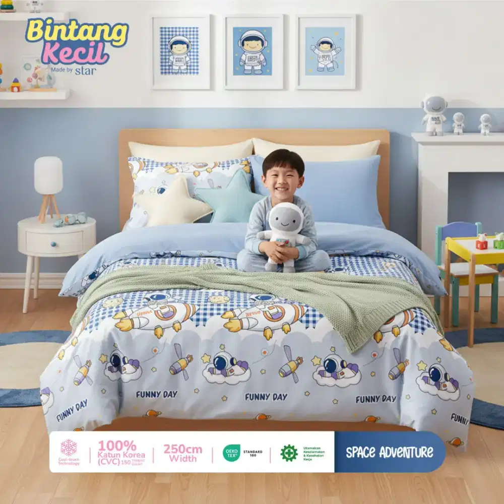 Seprei anak katun dingin motif astronot