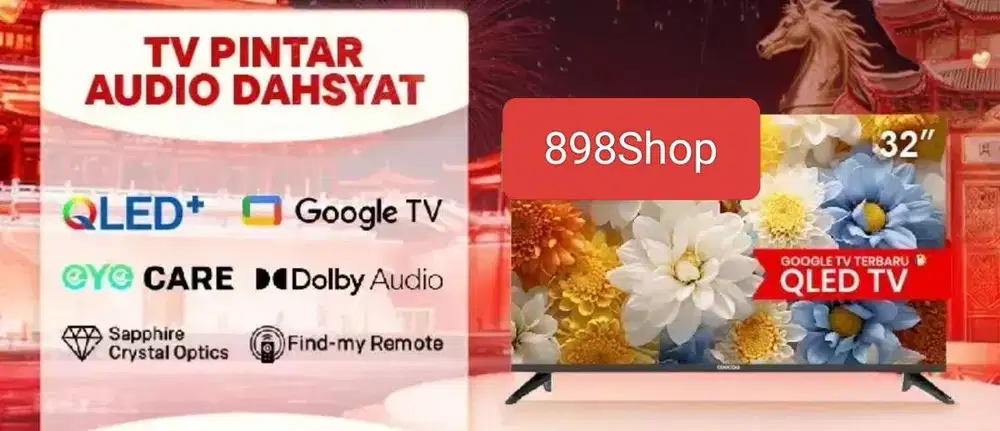 Coocaa TV 32 QLED Google TV Android Frameless Dolby Audio Resmi