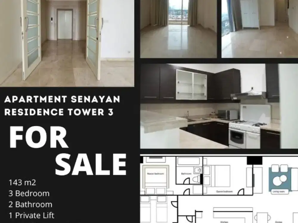 Dijual Apartemen Senayan Residence full furnished 3BR Uk143 m2 at Jakarta selatan