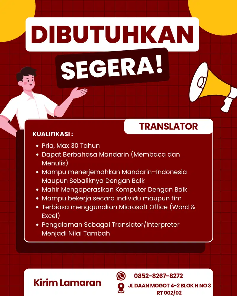 LOWONGAN PEKERJAAN TRANSLATOR