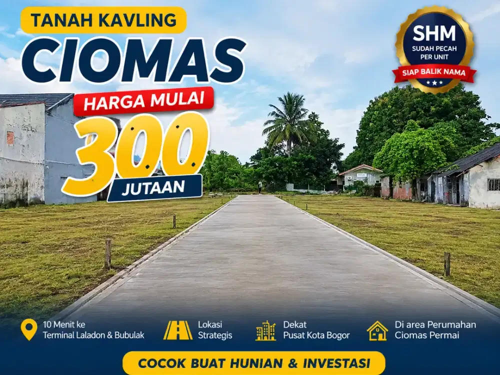 Kavling Siap Bangun Dekat Terminal Laladon, SHM Sudah Pecah
