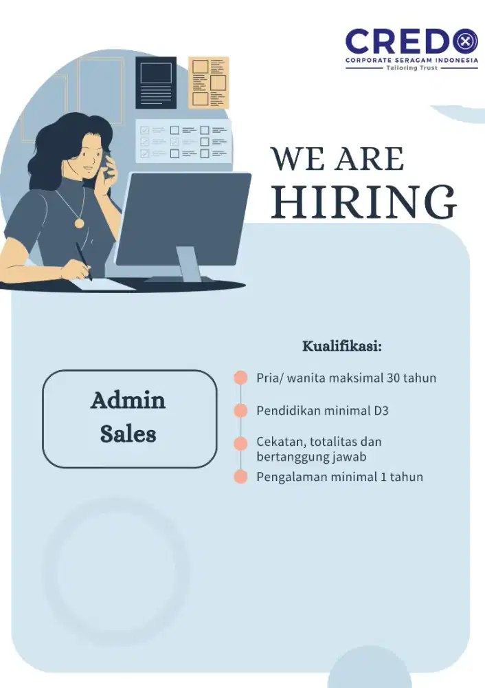 Loker Sales Admin CREDO (Corporate Seragam Indonesia)