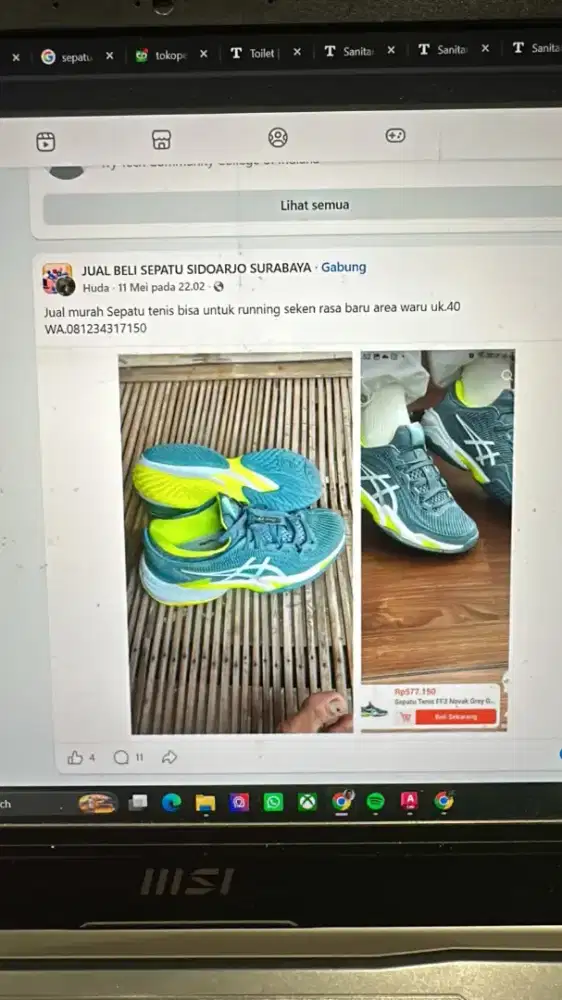 Sepatu tenis atau badminton murah seken
