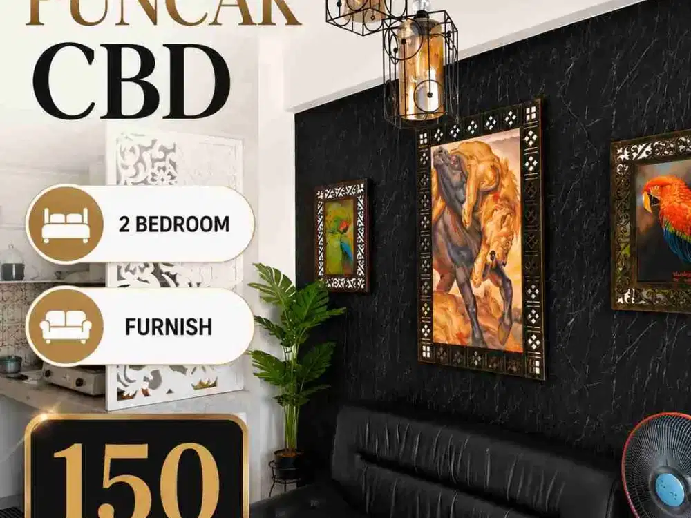 150 Juta • 2 BR Furnish  Apartemen Puncak CBD dekat Tol Gunungsari