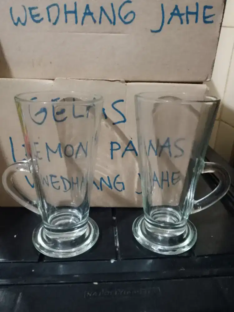 Gelas wedang jahe, gelas jus, gelas wine