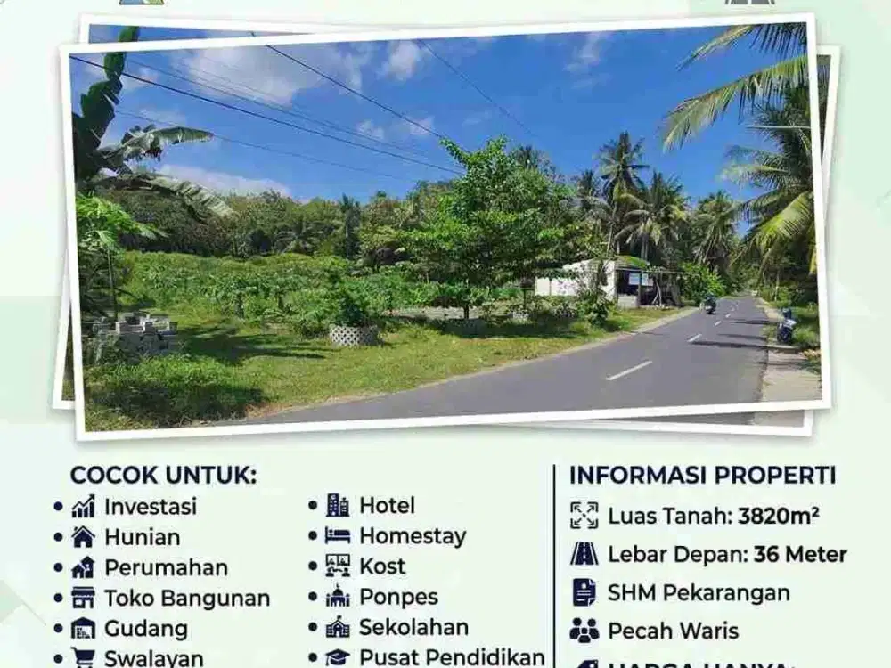 tanah pinggir jalan aspal di Krembangan Kulonprogo
