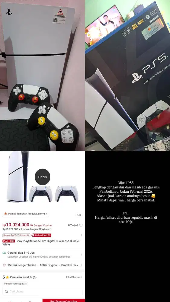 WTS PS5 dengan 2 stik original , kondisi 99% seperti baru