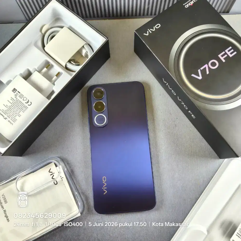 Vivo v70e ram 8/256 gb lengkap acc asli