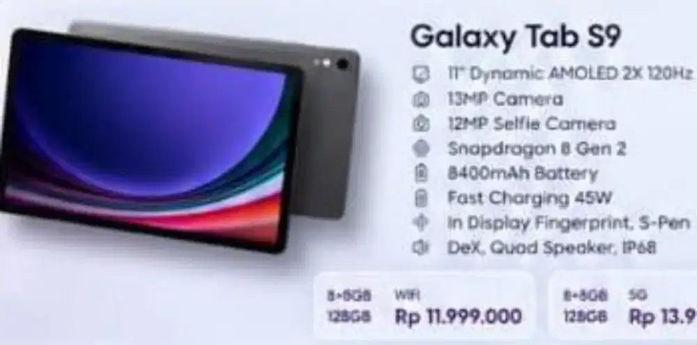 GALAXY TAB S9 8+8/128GB WIFI