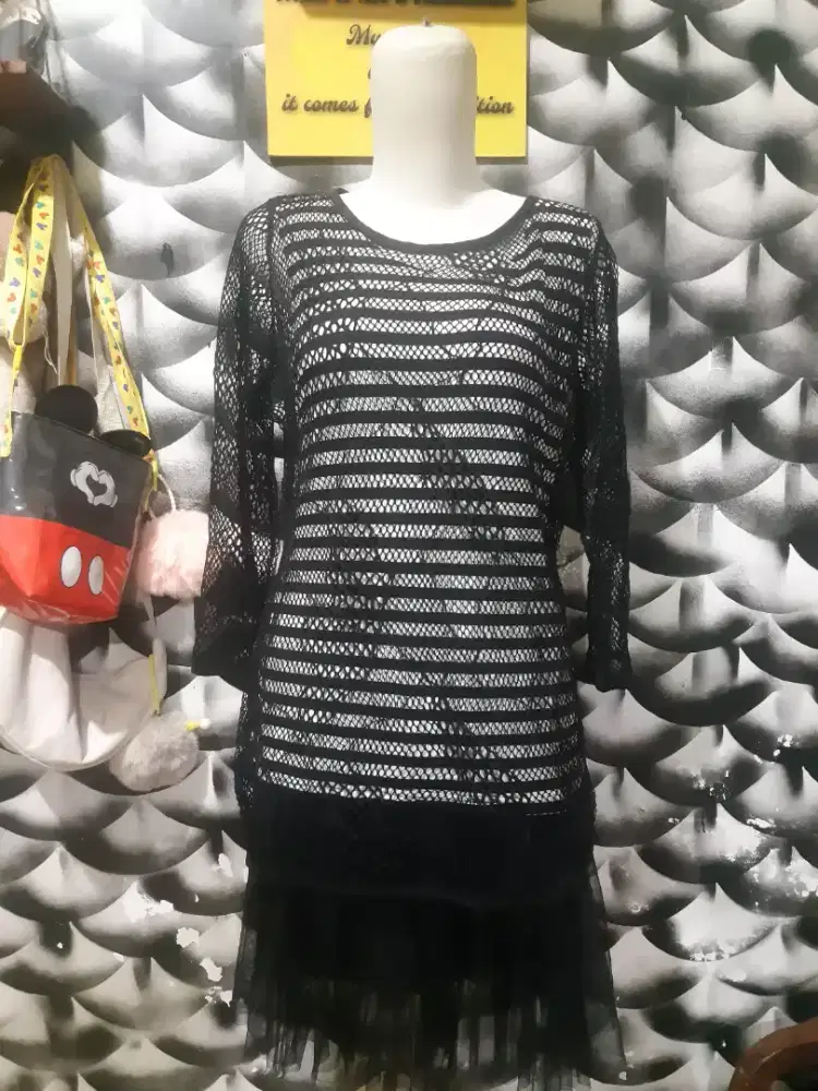 Icinoo Atasan jaring 2 layer unisex. Baju konser/pesta