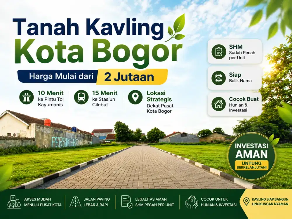 Tanah Siap Bangun Hunian Dekat Stasiun Cilebut, SHM Pecah 2 Jt-an