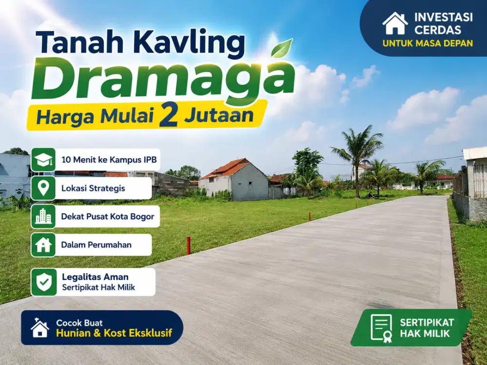 Kavling Murah 2 Jt-an Dekat IPB Cocok Bangun Kost, SHM
