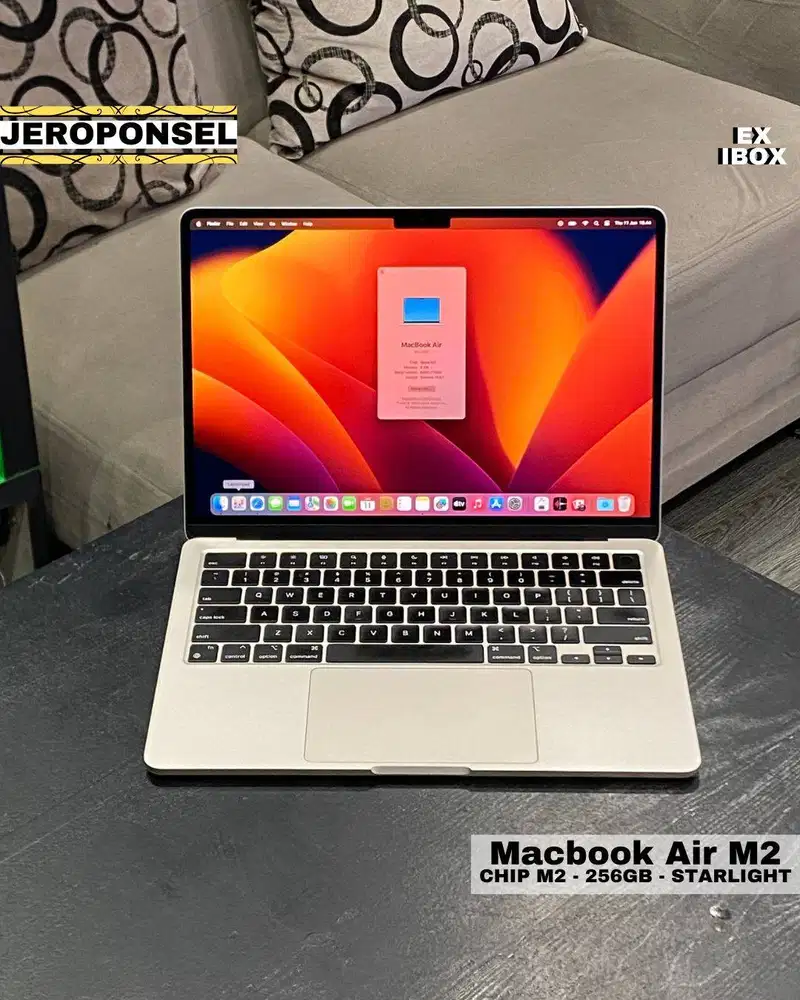 MACBOOK AIR M2 256GB STARLIGHT EX IBOX MULUS ORIGINAL ADA MINUS
