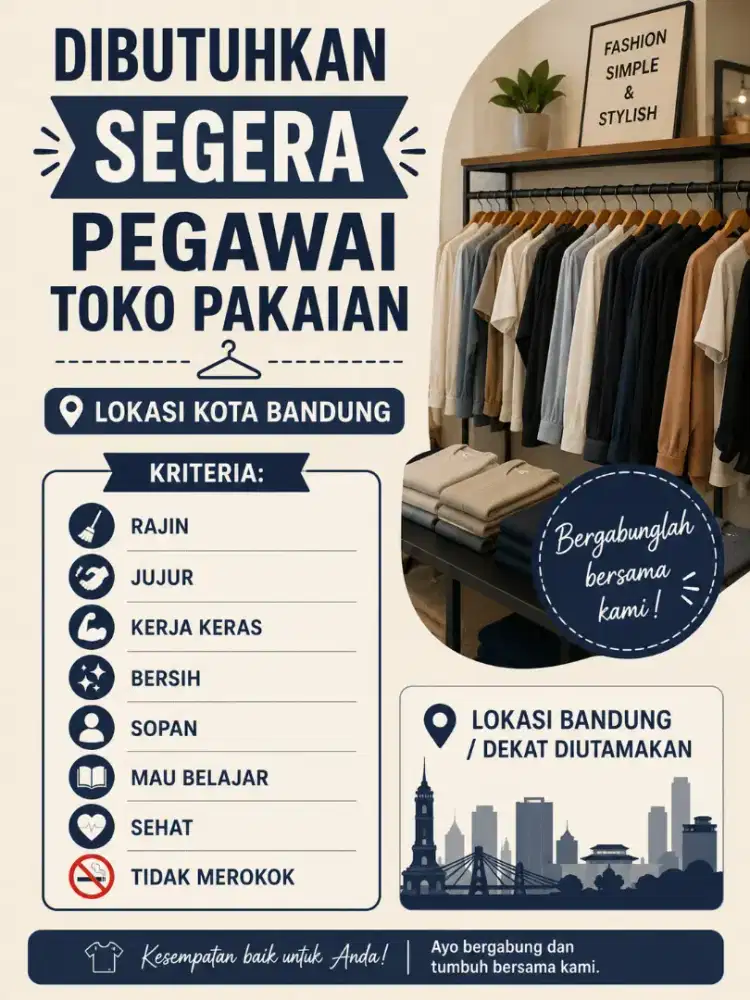 Lowongan di toko Fashion