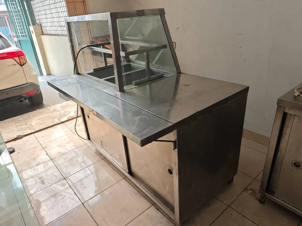 Meja Etalase Penghangat Makanan Stainless Steel / Bain Marie Electric
