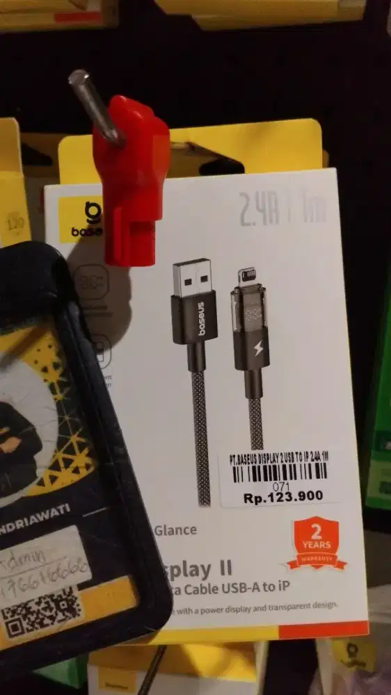 BASEUS DISPLAY 2 USB TO IP 2.4A 1M | ATLANTIS DAHSYAT