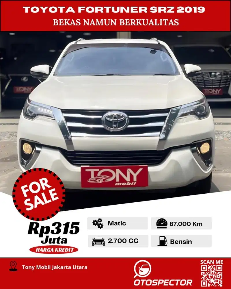 Toyota Fortuner SRZ Bensin AT 2019 Putih