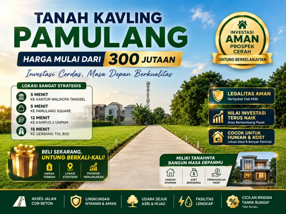Kavling Murah SHM, Dekat ke Kantor Walikota Tangsel