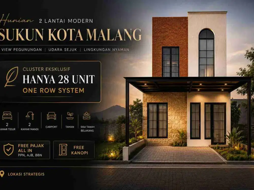 Rumah 2 Lantai Modern di Sukun Kota Malang | One Row Cluster 28 Unit