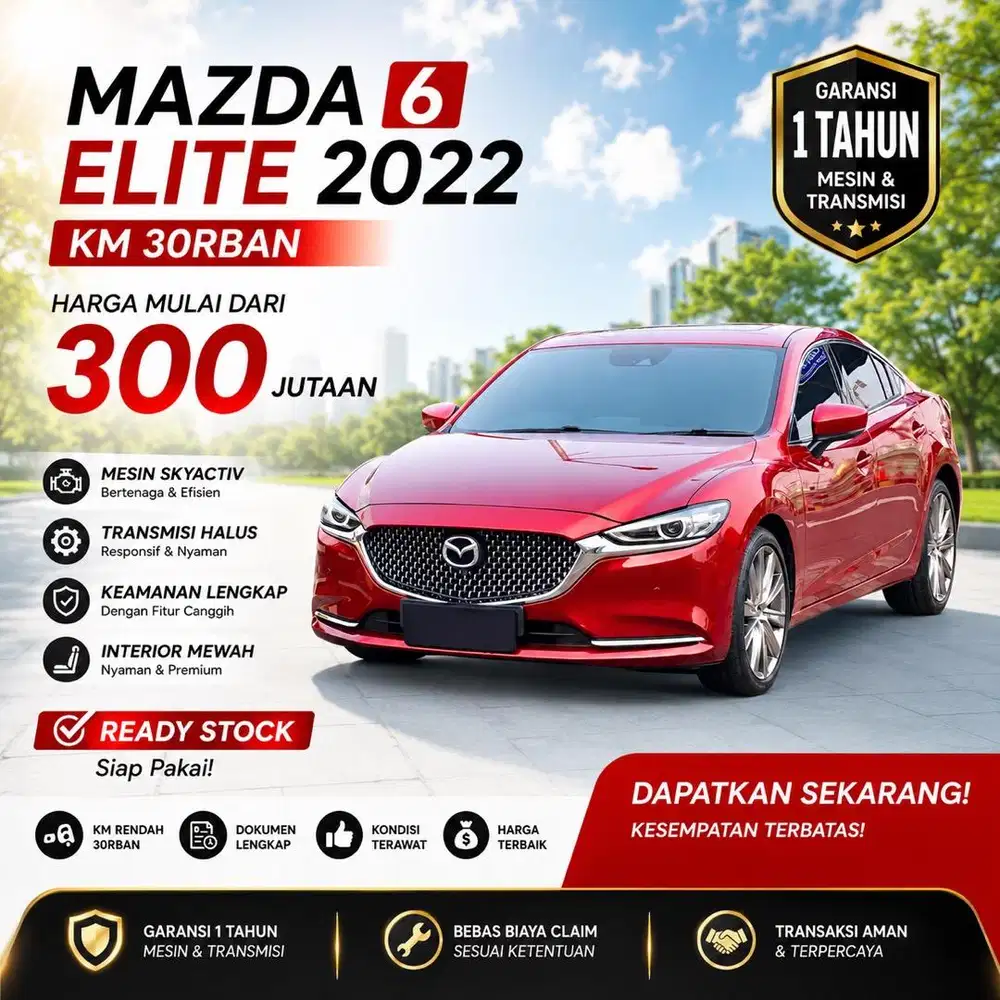 Mazda 6 Elite Nik 2022 Low Km Garansi 1 Tahun Mesin dan Transmisi