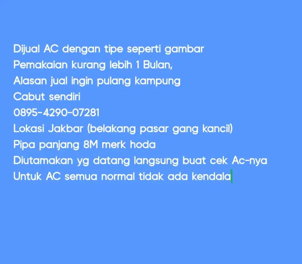 AC Baru pemakaian 1,5 Bulan