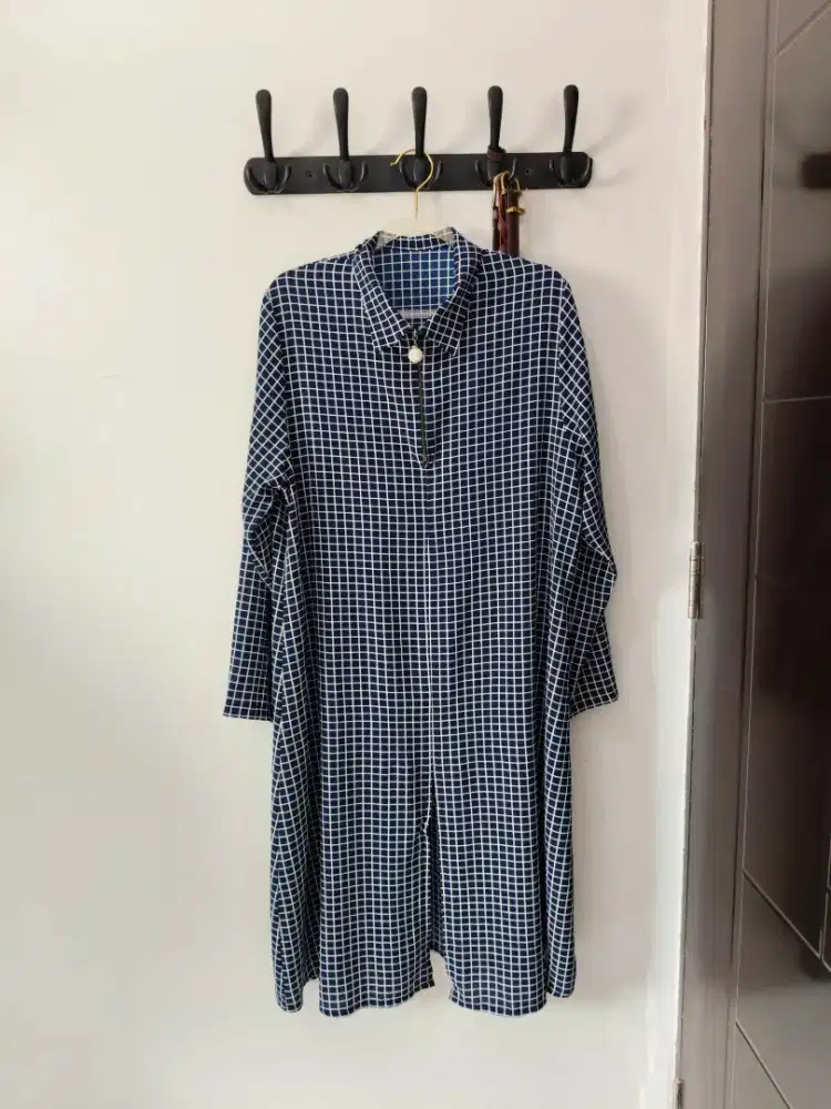Tunik Blouse Blus Wanita Navy Kotak
