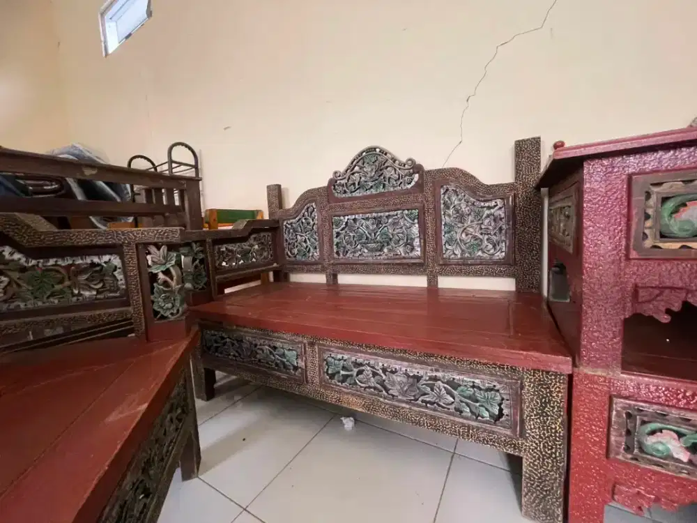 Set Bangku / Kursi Jati Ukir Seken (Asli Jepara)