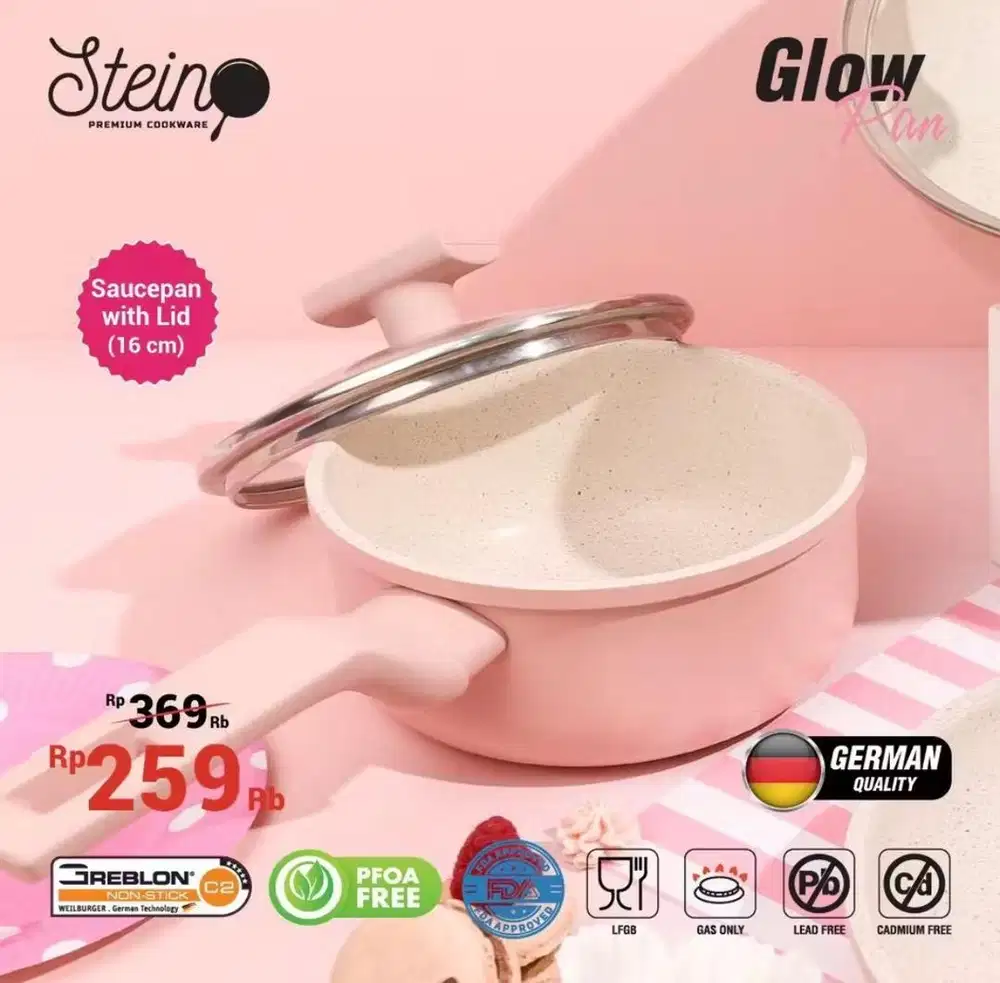 Stein Sauce Pan uk 16 cm + tutup kaca