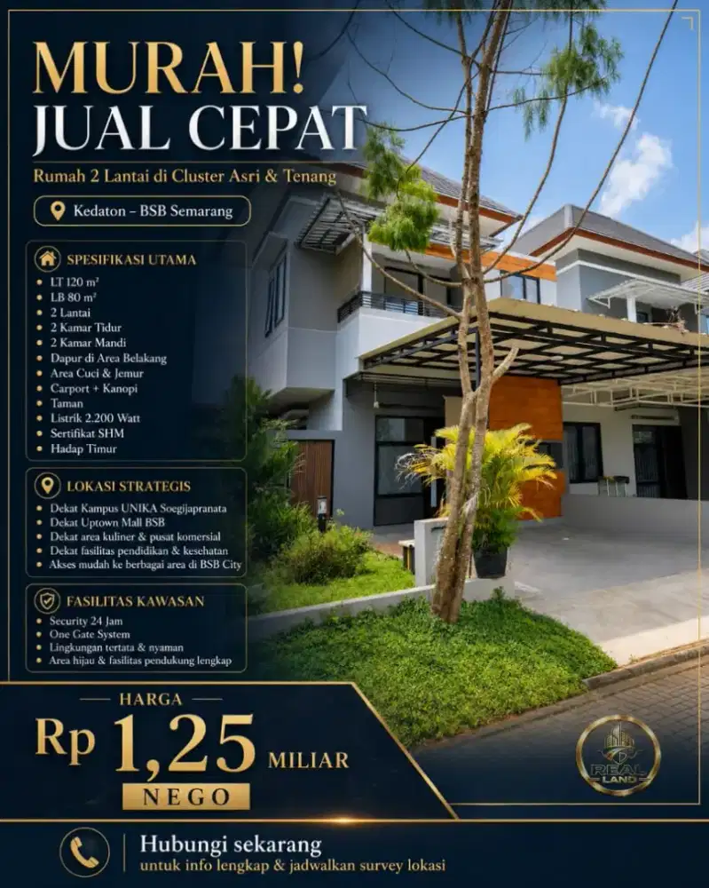 Rumah dijual Cluster Kedaton BSB SEMARANG
