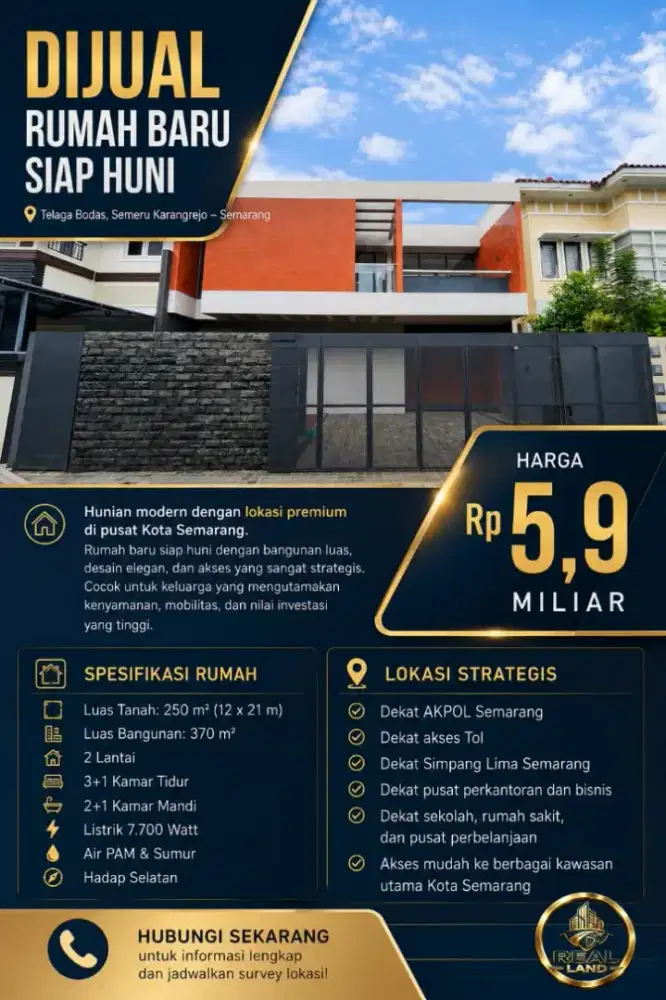 Rumah Mewah dijual siap huni di telaga Bodas Semeru Karangrejo SMG