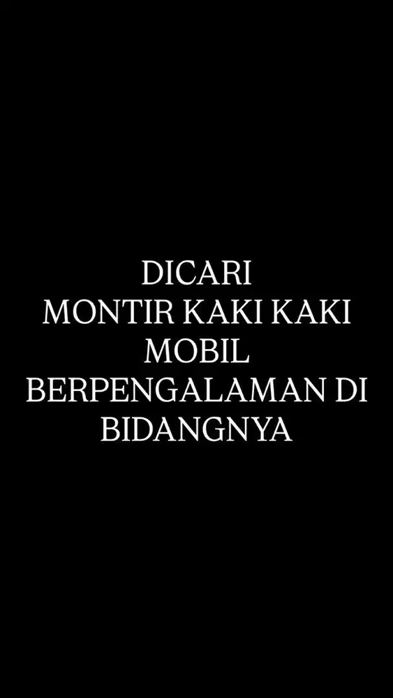 LOWONGAN BENGKEL MONTIR KAKI KAKI MOBIL