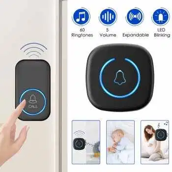 Bel Pintu Wireless Door Bell Waterproof EU Plug 60 Chimes