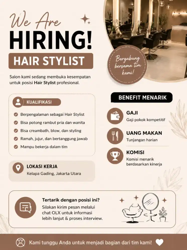 LOWONGAN KERJA HAIR STYLIST