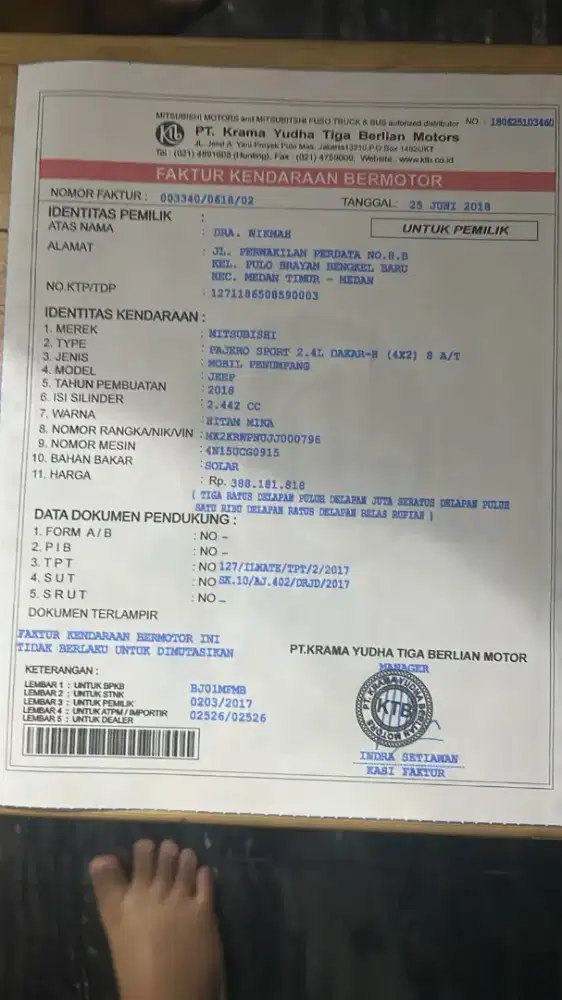 Jasa cetak faktur sertifikat form a SPH untuk mobil dan motor