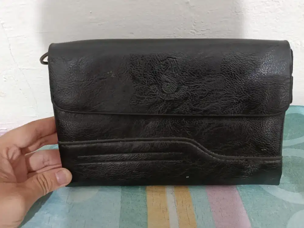 Tas Handbag/Clutch Pria Wanita Original Singapore - Kulit Hitam Elegan