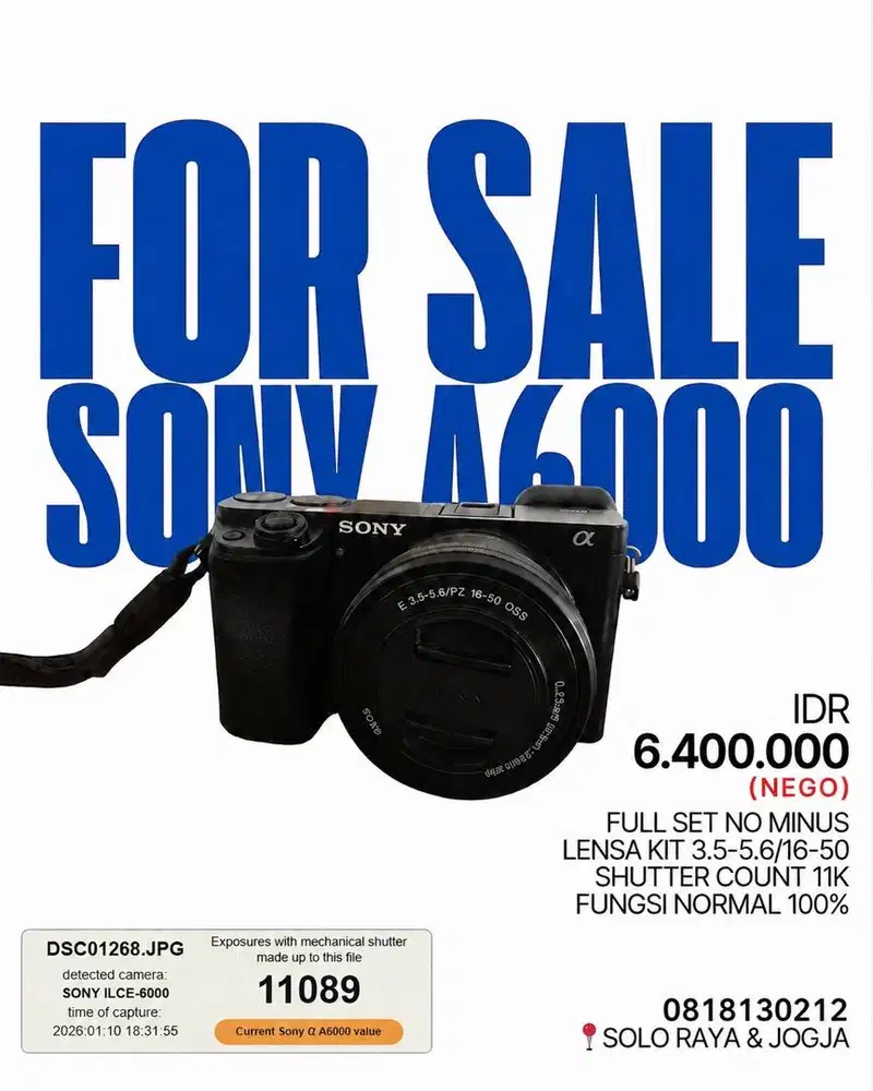 DIJUAL SONY A6000