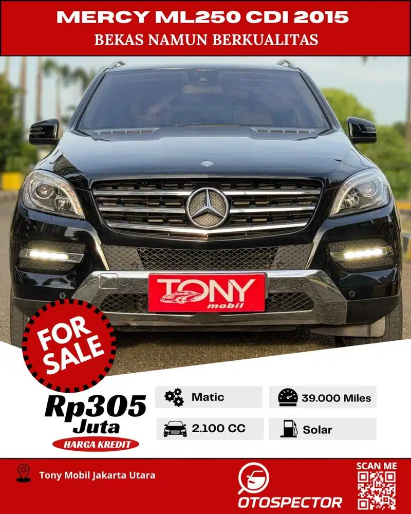 Mercedes Benz ML250 CDI Diesel 2015 Hitam