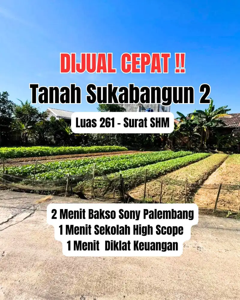 Tanah Strategis Sukabangun 2 Dekat Sony Palembang